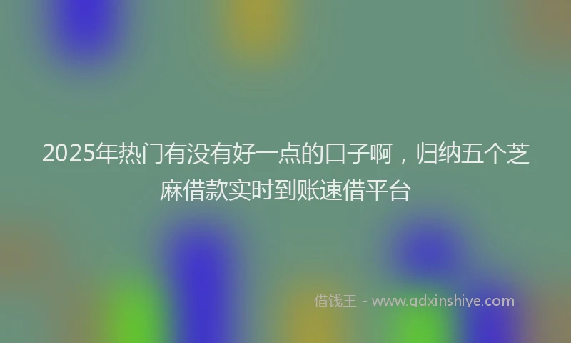 2025年热门有没有好一点的口子啊，归纳五个芝麻借款实时到账速借平台