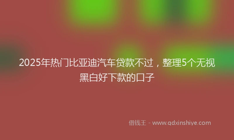 2025年热门比亚迪汽车贷款不过，整理5个无视黑白好下款的口子