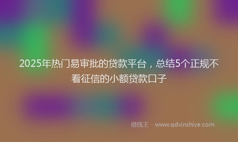 2025年热门易审批的贷款平台，总结5个正规不看征信的小额贷款口子