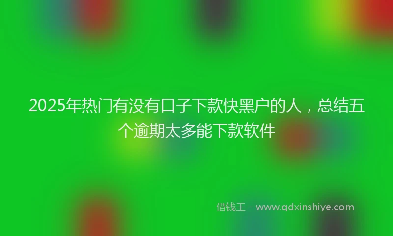 2025年热门有没有口子下款快黑户的人，总结五个逾期太多能下款软件