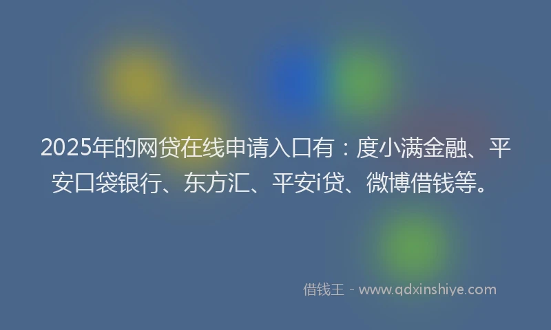 2025年的网贷在线申请入口有：度小满金融、平安口袋银行、东方汇、平安i贷、微博借钱等。