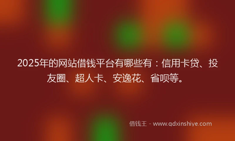 2025年的网站借钱平台有哪些有：信用卡贷、投友圈、超人卡、安逸花、省呗等。