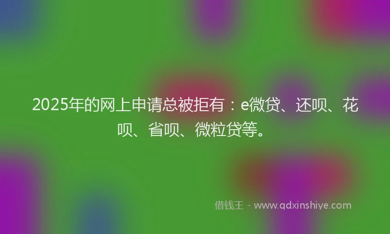 2025年的网上申请总被拒有：e微贷、还呗、花呗、省呗、微粒贷等。