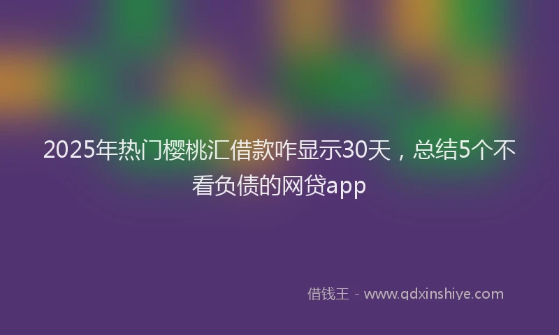 2025年热门樱桃汇借款咋显示30天，总结5个不看负债的网贷app