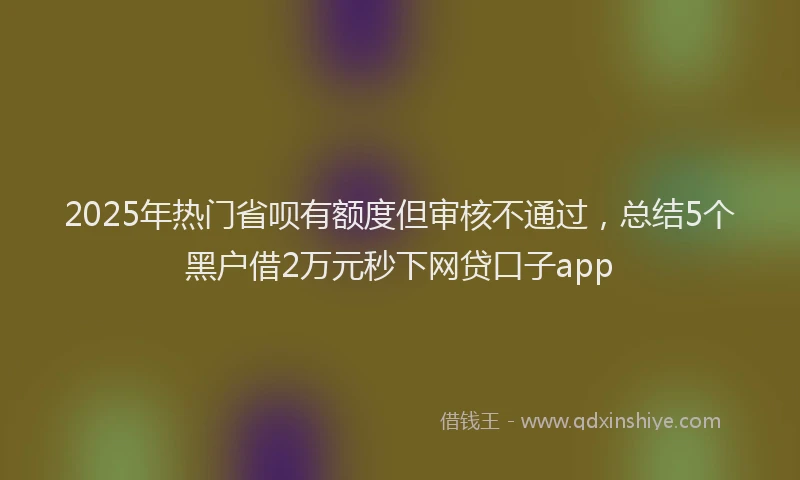 2025年热门省呗有额度但审核不通过，总结5个黑户借2万元秒下网贷口子app