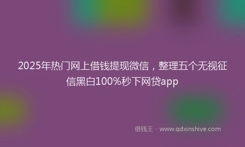 2025年热门网上借钱提现微信，整理五个无视征信黑白100%秒下网贷app