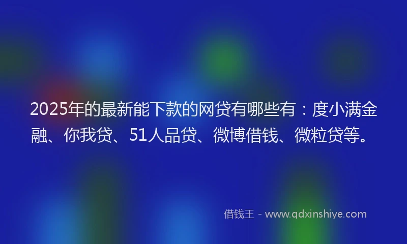 2025年的最新能下款的网贷有哪些有：度小满金融、你我贷、51人品贷、微博借钱、微粒贷等。