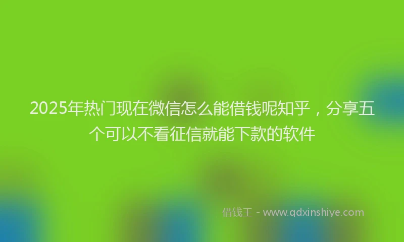 2025年热门现在微信怎么能借钱呢知乎，分享五个可以不看征信就能下款的软件