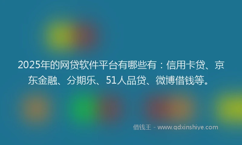2025年的网贷软件平台有哪些有：信用卡贷、京东金融、分期乐、51人品贷、微博借钱等。