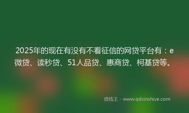 2025年的现在有没有不看征信的网贷平台有：e微贷、读秒贷、51人品贷、惠商贷、柯基贷等。