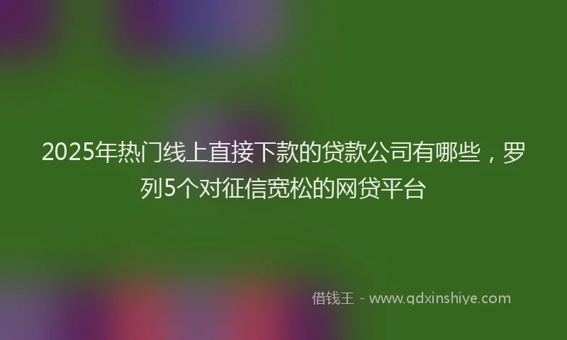 2025年热门线上直接下款的贷款公司有哪些，罗列5个对征信宽松的网贷平台