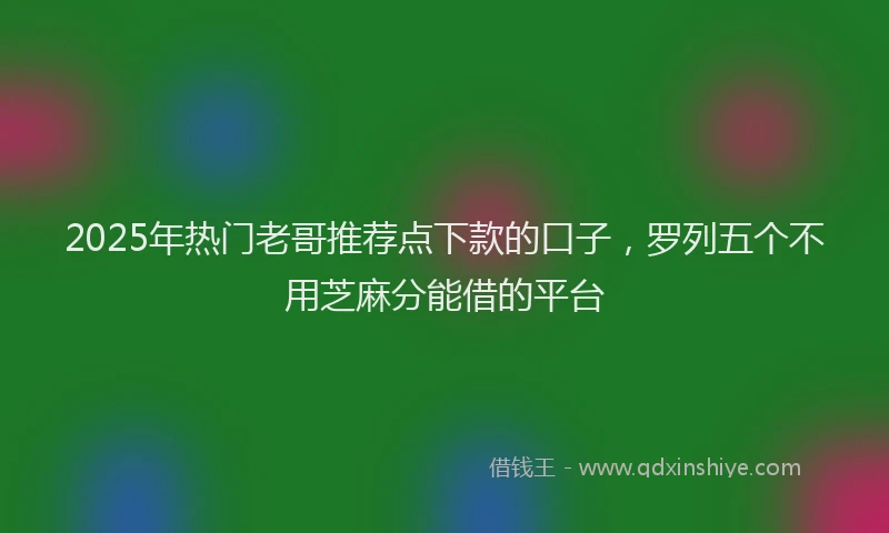 2025年热门老哥推荐点下款的口子，罗列五个不用芝麻分能借的平台