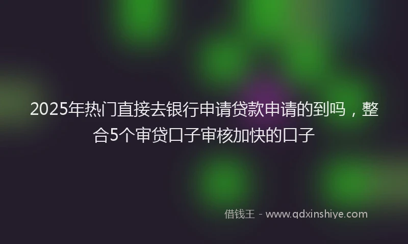 2025年热门直接去银行申请贷款申请的到吗，整合5个审贷口子审核加快的口子