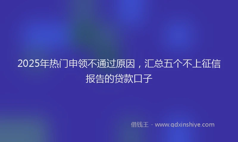 2025年热门申领不通过原因，汇总五个不上征信报告的贷款口子