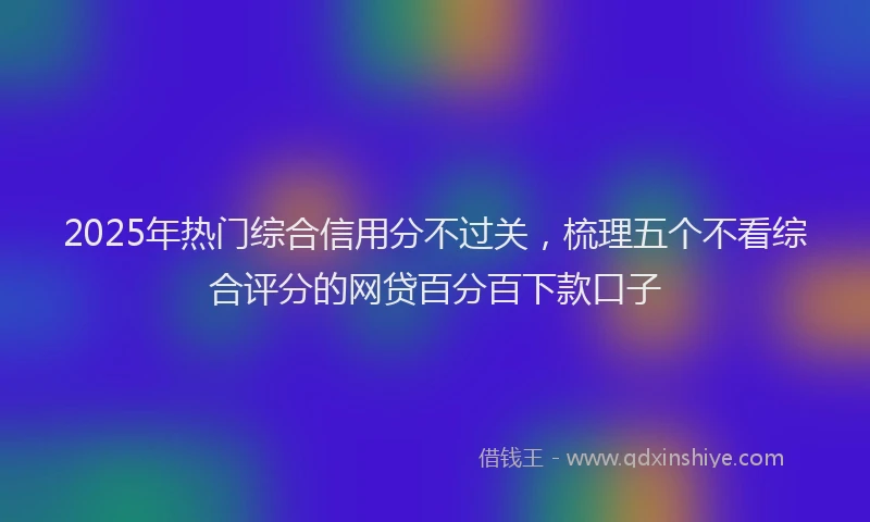 2025年热门综合信用分不过关，梳理五个不看综合评分的网贷百分百下款口子
