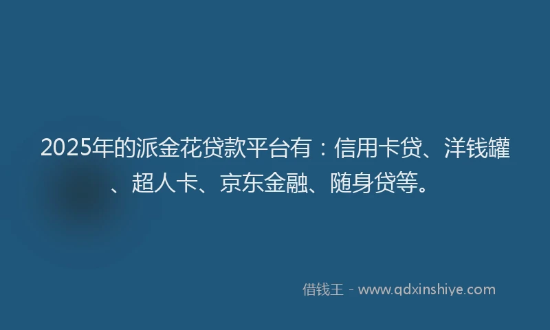 2025年的派金花贷款平台有：信用卡贷、洋钱罐、超人卡、京东金融、随身贷等。