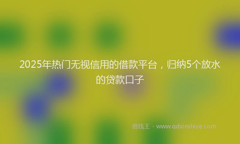 2025年热门无视信用的借款平台，归纳5个放水的贷款口子