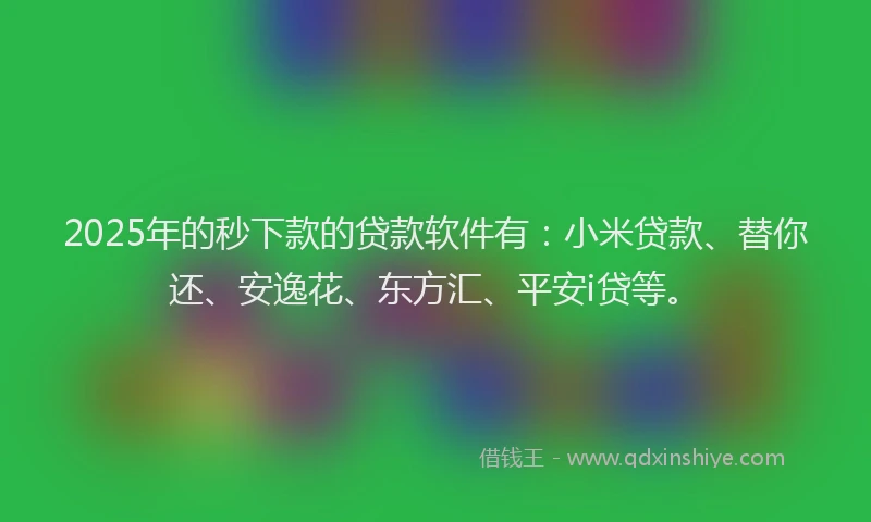 2025年的秒下款的贷款软件有：小米贷款、替你还、安逸花、东方汇、平安i贷等。