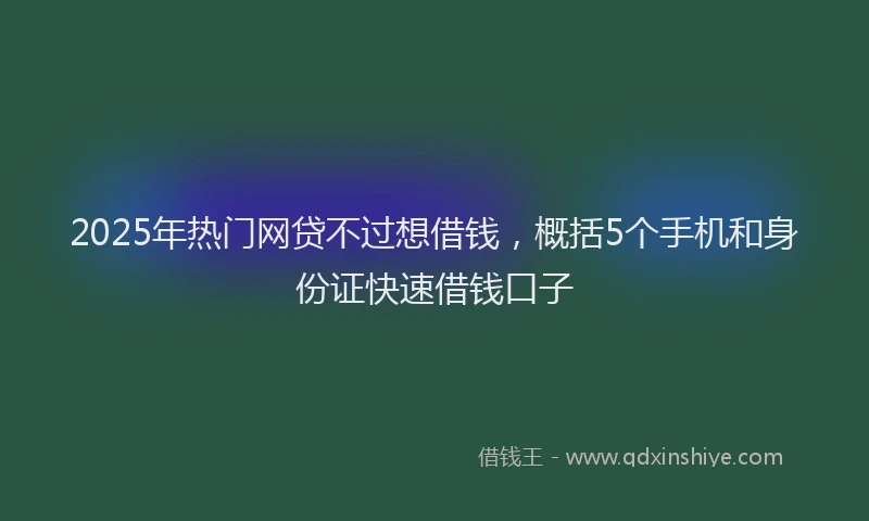2025年热门网贷不过想借钱，概括5个手机和身份证快速借钱口子