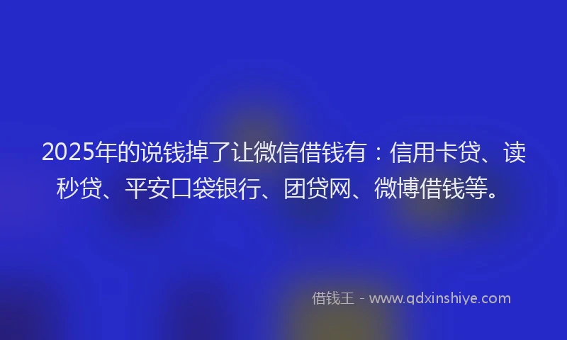 2025年的说钱掉了让微信借钱有：信用卡贷、读秒贷、平安口袋银行、团贷网、微博借钱等。