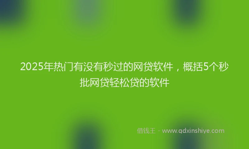 2025年热门有没有秒过的网贷软件，概括5个秒批网贷轻松贷的软件