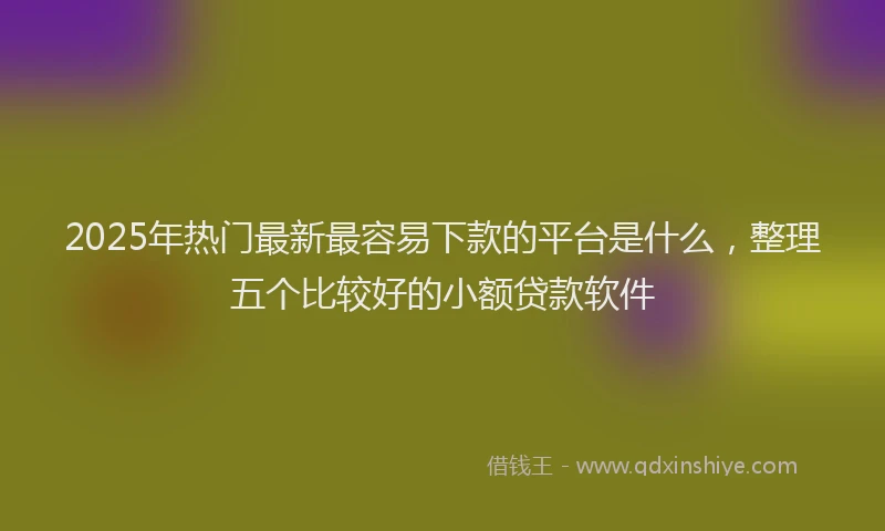 2025年热门最新最容易下款的平台是什么，整理五个比较好的小额贷款软件