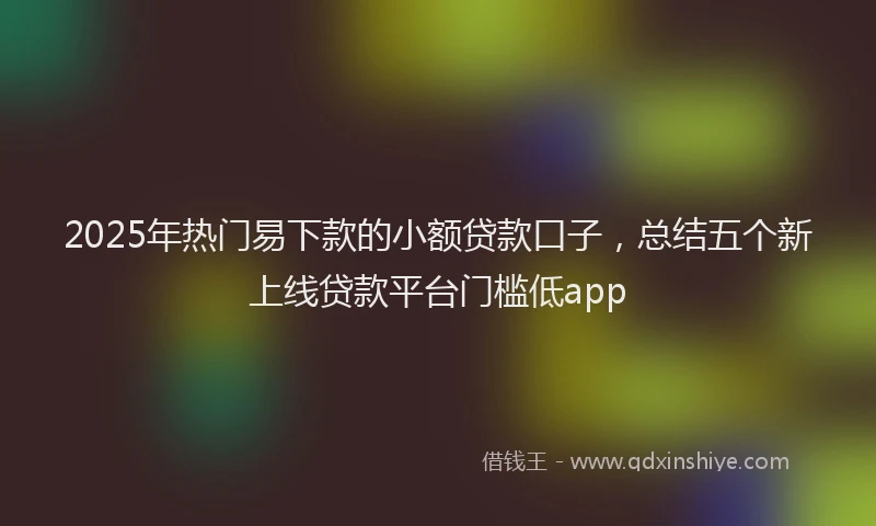 2025年热门易下款的小额贷款口子，总结五个新上线贷款平台门槛低app