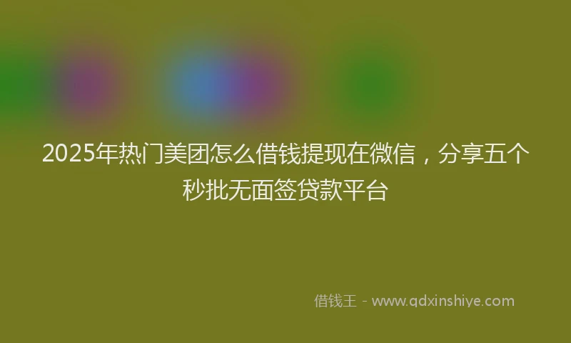 2025年热门美团怎么借钱提现在微信,分享五个秒批无面签贷款平台