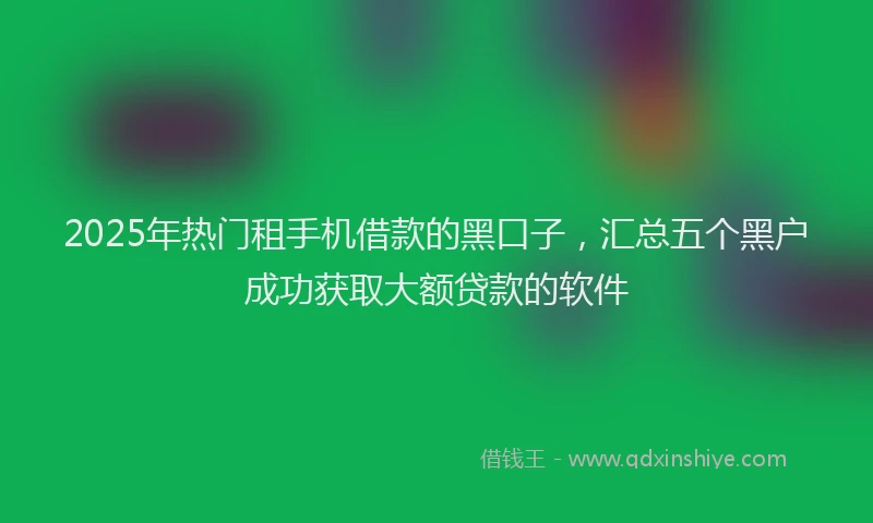 2025年热门租手机借款的黑口子，汇总五个黑户成功获取大额贷款的软件