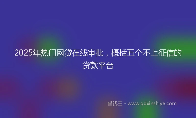 2025年热门网贷在线审批，概括五个不上征信的贷款平台