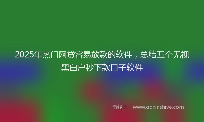 2025年热门网贷容易放款的软件，总结五个无视黑白户秒下款口子软件