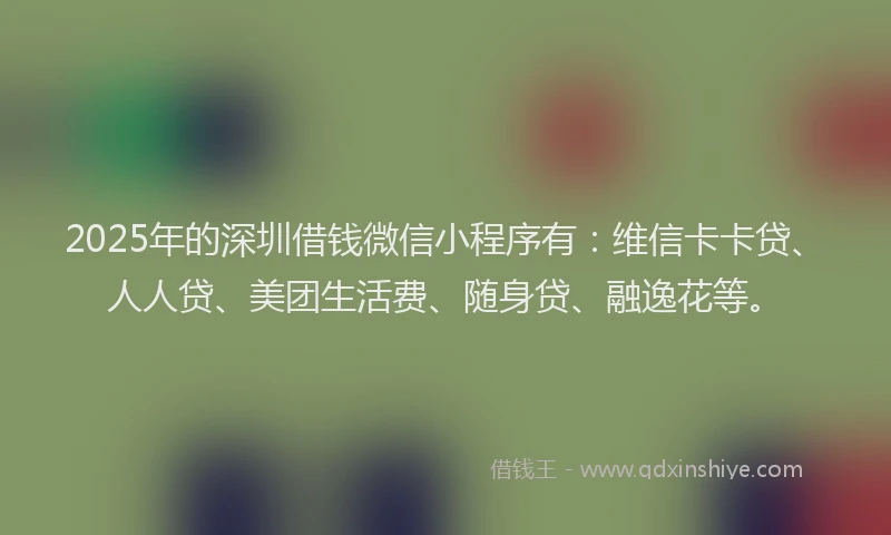 2025年的深圳借钱微信小程序有：维信卡卡贷、人人贷、美团生活费、随身贷、融逸花等。