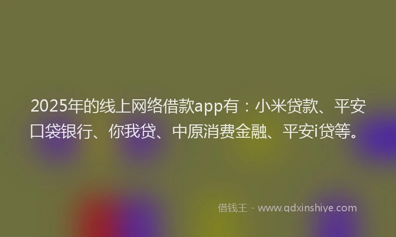 2025年的线上网络借款app有：小米贷款、平安口袋银行、你我贷、中原消费金融、平安i贷等。