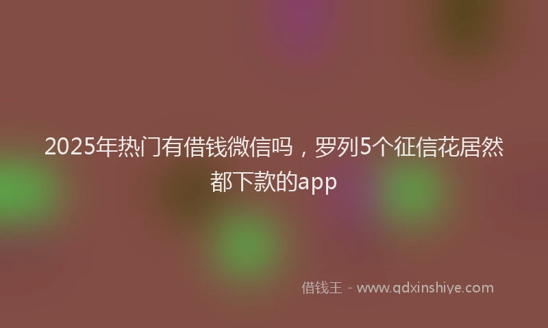 2025年热门有借钱微信吗，罗列5个征信花居然都下款的app