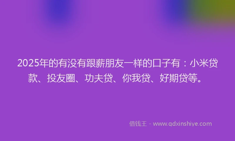 2025年的有没有跟薪朋友一样的口子有：小米贷款、投友圈、功夫贷、你我贷、好期贷等。