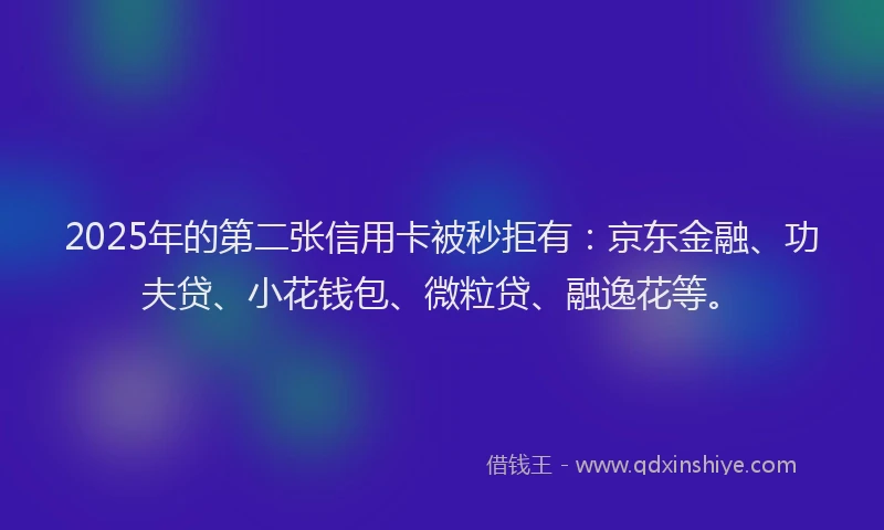 2025年的第二张信用卡被秒拒有：京东金融、功夫贷、小花钱包、微粒贷、融逸花等。