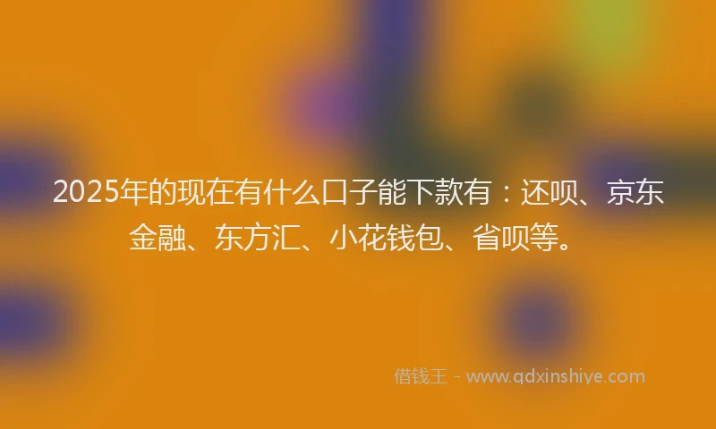2025年的现在有什么口子能下款有：还呗、京东金融、东方汇、小花钱包、省呗等。