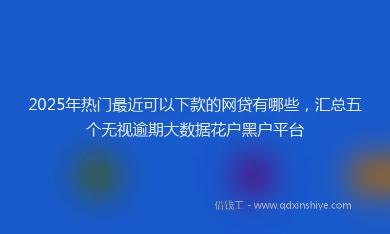 2025年热门最近可以下款的网贷有哪些，汇总五个无视逾期大数据花户黑户平台