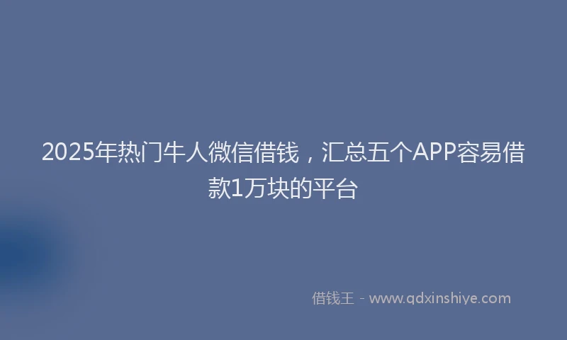 2025年热门牛人微信借钱，汇总五个APP容易借款1万块的平台
