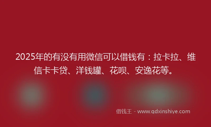 2025年的有没有用微信可以借钱有：拉卡拉、维信卡卡贷、洋钱罐、花呗、安逸花等。