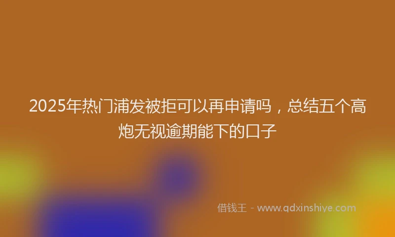 2025年热门浦发被拒可以再申请吗，总结五个高炮无视逾期能下的口子