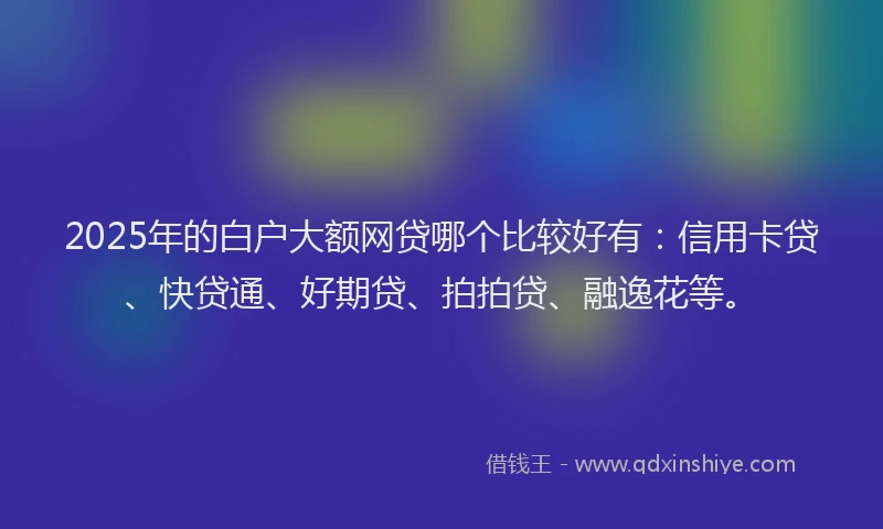 2025年的白户大额网贷哪个比较好有：信用卡贷、快贷通、好期贷、拍拍贷、融逸花等。