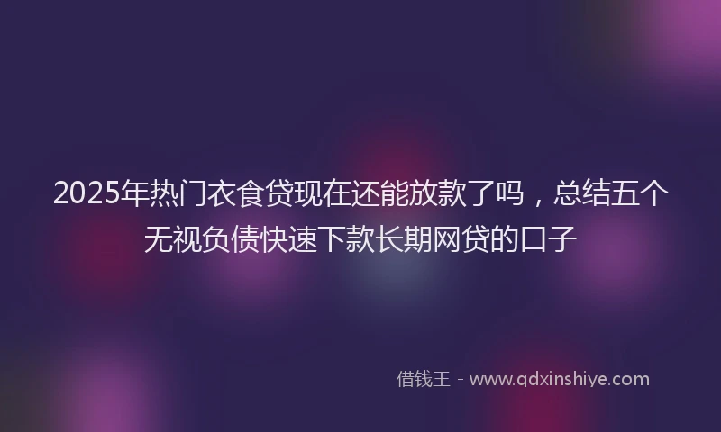 2025年热门衣食贷现在还能放款了吗，总结五个无视负债快速下款长期网贷的口子