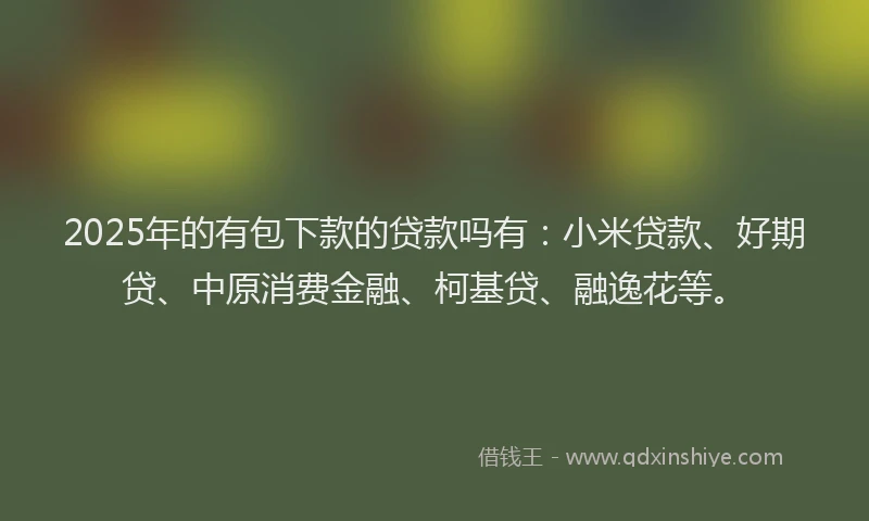 2025年的有包下款的贷款吗有：小米贷款、好期贷、中原消费金融、柯基贷、融逸花等。