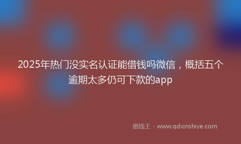 2025年热门没实名认证能借钱吗微信，概括五个逾期太多仍可下款的app