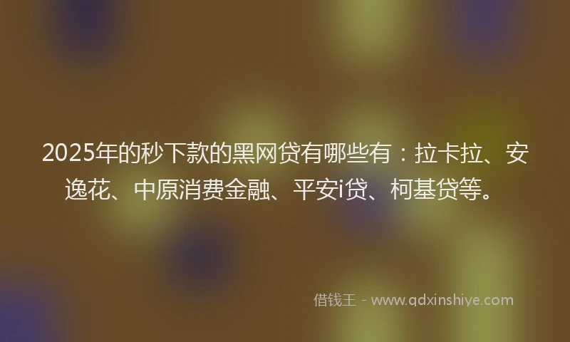 2025年的秒下款的黑网贷有哪些有：拉卡拉、安逸花、中原消费金融、平安i贷、柯基贷等。