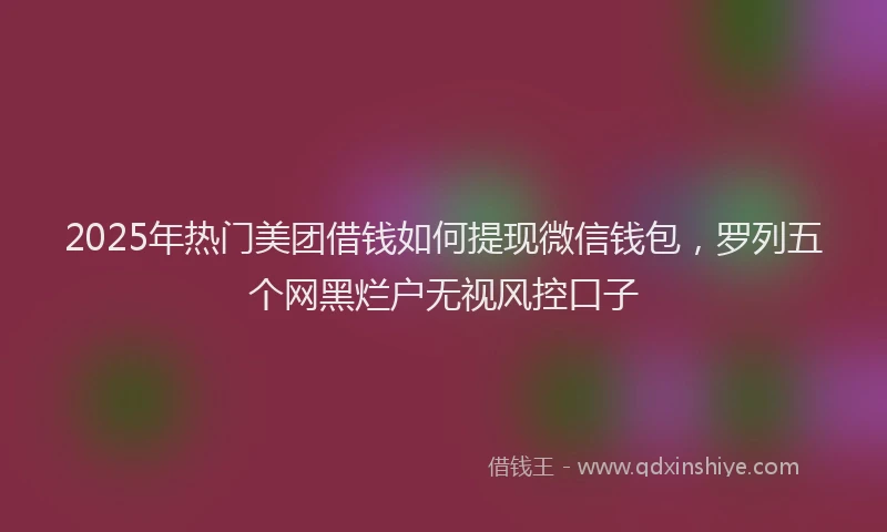 2025年热门美团借钱如何提现微信钱包，罗列五个网黑烂户无视风控口子