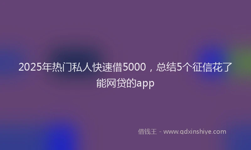 2025年热门私人快速借5000，总结5个征信花了能网贷的app