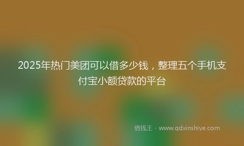 2025年热门美团可以借多少钱，整理五个手机支付宝小额贷款的平台