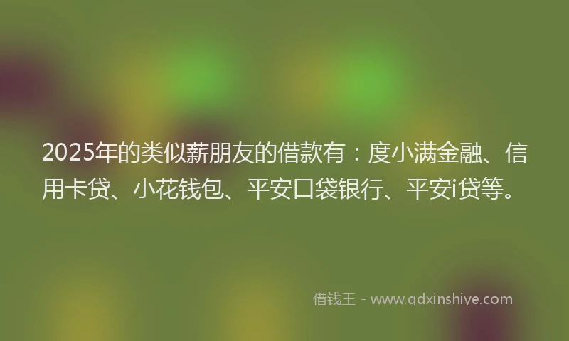 2025年的类似薪朋友的借款有：度小满金融、信用卡贷、小花钱包、平安口袋银行、平安i贷等。